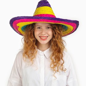 Resim Sombrero Meksika Şapkası Renkli Örme Hasır Çocuk Boy 