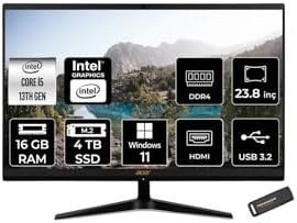 Resim ACER Aspire C24-1800 i5 1335U 16GB 4TB SSD Intel Graphics 23.8" FHD W11P All In One PC Siyah & PER 