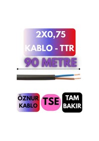 Resim Öznur 2x0,75 Ttr Kablo Metre Seçenekli Siyah - 90 Metre 