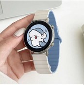 Resim Qyouth Yedek Saat Silikon Canlı Renkli Manyetik Kayış Gri/turuncu Google Çift Bant 20mm 2/pixel 
