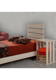 Resim Pasifichome Huga Tek Kişilik Ahşap Karyola Meşe 90Lk /90*200 Başlıklı Karyola 
