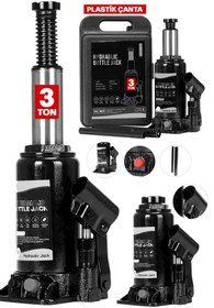 Resim MoonTech Pro Black Seri Çelik Şaseli Çift Dişli Özel Çantalı 3 Ton Hidrolik Araba Karavan Oto Kriko.. 