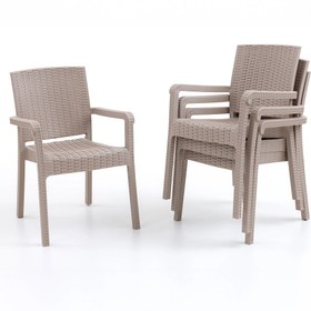 Resim Evdemo King 4'lü Rattan Sandalye Cappuccino 