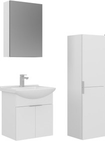 Resim Orka Purus 55 Cm Parlak Beyaz Ayna Dolaplı Banyo Dolabı Takım Ve Boy Dolabı Asma Beyaz 