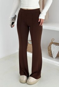 Resim Kadın Yüksek Bel İspanyol Paça Tayt Retro & Şehirli Stil Kahverengi 