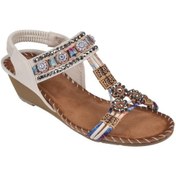 Resim Guja Dolgu Taban Taşlı Kadın Sandalet Gj-15130 Beyaz-beyaz Beyaz 