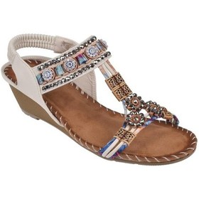 Resim Guja Dolgu Taban Taşlı Kadın Sandalet Gj-15130 Beyaz-beyaz Beyaz 