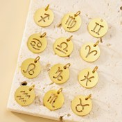 Resim 1 adet Şık Tek Delikli Yuvarlak içi Boş Zodyak Aksesuarı, DIY Takı için Paslanmaz Çelikten Yapılmıştır, Tüm 12 Zodyak Burcu için içi Boş Yuvarlak Pendants, Bileklikler, Kolyeler ve Küçük Tılsımlar için Uygundur. 