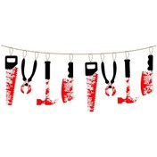 Resim Sones Adet Cadılar Bayramı Taklit Kan Bıçağı Kolye Dekoratif Bayrak Perili Ev Kapı Perdesi 3+ 