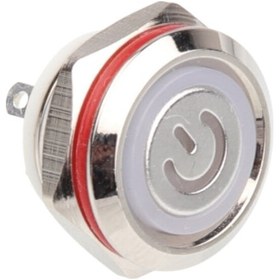 Resim Wd12c1-pin-p1-ec 12mm Düz Yaylı Işıklı Metal Buton - Beyaz 