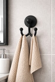 Resim MultiStore Siyah Çatal Bornozluk Askı 