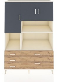 Resim Kronos Dolap 8 Raflı 5 Çekmeceli 3 Kapaklı 132x59x195 Aytaşı-antrasit/çam Antrasıt/atlas Çam 
