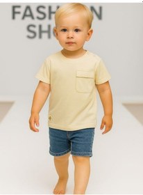 Resim Çikoby Erkek Bebek Basic Cep Detaylı Tshirt-15856 Krem 