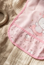 Resim Bebechi Bella Bear 2'li Sıvı Geçirmez Cepli Mama Önlüğü - Pembe Balerin Ayıcık Desenli Leke Tutmaz Bebek Önl 