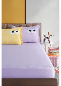 Resim Pes Lastikli Çarşaf Seti Çift Kişilik Funny Düzboya Lila-sarı Lila-sarı 