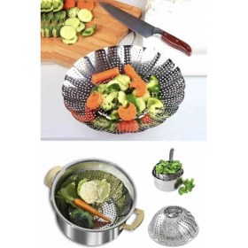 Resim Newstore Home Buharda Sebze Pişirme Haşlama Aparatı Katlanabilir Buharlı Pişirici 