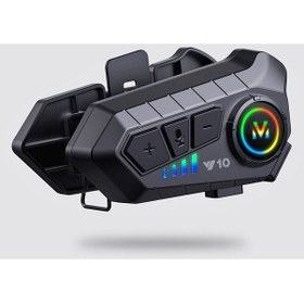Resim Novahub Bluetooth Motosiklet İnterkom V10 Siyah, Kablosuz Uzaktan Kontrol 