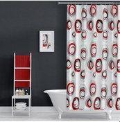 Resim Banyo Perdesi 1 x 110 x 200 Tek Kanat Duş Perdesi Halkalı Duşakabin Perdesi 4954 Karma 