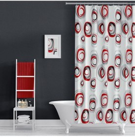 Resim Banyo Perdesi 1 x 110 x 200 Tek Kanat Duş Perdesi Halkalı Duşakabin Perdesi 4954 Karma 