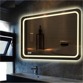 Resim Global Led Mirror 65X90 cm Kumlamalı Ledli Ayna Duvar Salon Banyo Wc Ofis Yatak Odası Boy Ledli Ayna 