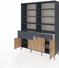 Resim Hyperion Gardrop 10 Raflı 2 Çekmeceli 4 Kapaklı 176x44x221 Antrasit-çam/antrasit Çam/antrasit 