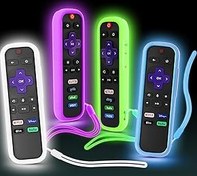 Resim SOTATOO [4 Paket] Roku Remote için Kılıf, TCL Roku Smart TV Buharlama Çubuğu Uzaktan Kumanda için Pil Kapağı, Silikon Koruyucu Kontrol Cihazı Evrensel Kılıf Koyu Beyaz Mavi Mor Yeşil 