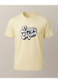 Resim Dog Mom Baskılı T-shirt Sarı 