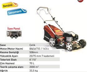 Resim Kama By Reis BMS 51 Şanzumanlı Benzinli Çim Biçme Makinası 