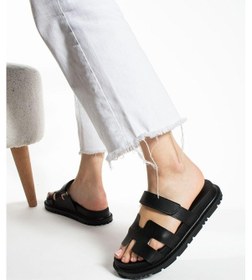 Resim Siyah Cırtlı Anatomik Rahat Taban Kadın Terlik Ürün Geliştirilmiştir Siyah 