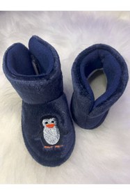 Resim dekan toys Panduf Erkek Çocuk Ev Ayakkabısı Ev Botu Lacivert Renk Penguen Figürlü Pantuf 