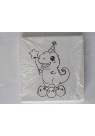 Resim Dinozor Desenli Tuval Boyama Seti 20x20 Cm Boya & Fırça Dahil 