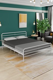 Resim FANO Milas Metal Karyola Beyaz Çift Kişilik Ferforje Yatak 140x190, 140x200, 150x200, 160x200 