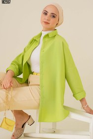 Resim 103901 Oversize Basic Tesettür Gömlek GYeşil 