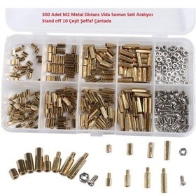 Resim 300 Adet M2 Metal Distans Vida Somun Seti Aralıyıcı Stand Off 10 Çeşit Şeffaf Çantada 