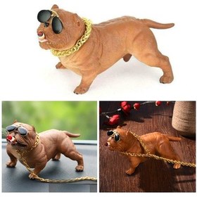 Resim Araba Içi Torpido Üstü Simülasyon Pitbull Köpek Dekorasyon Kahve 