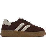 Resim Derimod Kadın Kahverengi Bağcıklı Kalın Tabanlı Süet Deri Sneaker 25SFD511010 