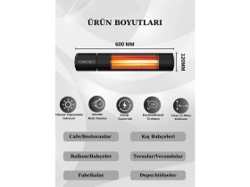 Resim Hottable Classic Plus 2000 Watt Uzaktan kumandalı Isı Kademeli Su Geçirmez Dış Ortam Isıtıcı 