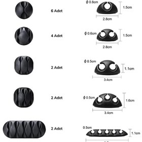 Resim Mcreative Çok Amaçlı Kablo Tutucu Akrilik Güçlü Yapışkanlı Organizer Düzenleyici 16 Parça Set Kolay Kullanımlı 