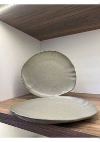 Resim 2'li Adelfa Tone Oval Plate 30 Cm Kahvaltılık Sunum Tatlı Sunum Pasta Servis Gourmet Sunum Çok renkli 