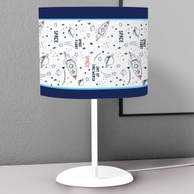 Resim instababyrooms Uzay Uçan Roket Desenli Çocuk Odası Dijital Baskılı Çocuk Odası Masaüstü Abajur Avize 