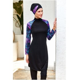 Resim Rozamay Reglan Kol Likralı Tam Kapalı Tesettür Mayo 3119 Siyah Siyah01 Siyah 