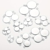 Resim 10 Adet Paslanmaz Çelik Çok Boyutlu (6-30mm) Dalgalı Kenarlı Kolye ve Bileklik Aksesuarları - Yapay Taşlar için DIY Takı Malzemeleri, Dayanıklı El Sanatları Parçaları, Cilalı Metalik Yüzeyli Charm Bilezik Komponentleri 