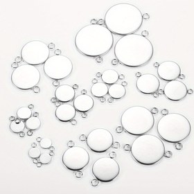 Resim 10 Adet Paslanmaz Çelik Çok Boyutlu (6-30mm) Dalgalı Kenarlı Kolye ve Bileklik Aksesuarları - Yapay Taşlar için DIY Takı Malzemeleri, Dayanıklı El Sanatları Parçaları, Cilalı Metalik Yüzeyli Charm Bilezik Komponentleri 