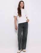 Resim Regular Fit Yüksel Bel Geniş Paça Kadın Koyu İndigo Jean Pantolon Colin's