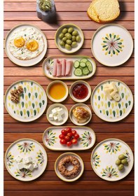 Resim Nandy Home 14 Parça 6 Kişilik Handmade Yeşil Nokta Kahvaltı Takımı - Lüx Kahvaltılık Sunum Seti Yeşil 