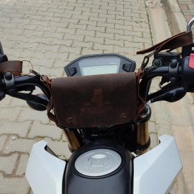 Resim Sumerian Wallet Deri Bisiklet , Motosiklet Çantası Kahverengi ( Deri Kartlık Hediye) 