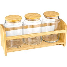 Resim Bambum Bench Standlı 4 Parça Küçük Cam Baharat Takımı 