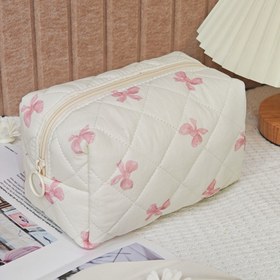 Resim Çok Amaçlı Büyük Kapasiteli Kozmetik Çantası, Polyester Seyahat Tuvalet Örgütleyicisi ile Rastgele Çiçek Deseni, Koku Yok, Taşınabilir Makyaj Pouchı Cilt Bakımı ve Güzellik Ürünleri için 