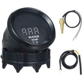 Resim Teltree 12v Evrensel Araçlar İçin 52mm Metal-plastik Lcd Su Sıcaklığı Gösterici, 20-120 C/68-248 F Aralığı, C/ F Değiştirme Ve Alarm Özelliği 
