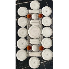 Resim Venüs Home Gold Elips 12 Kişilik 23 Parça Desenli Kahvaltı Takımı Seramik Malzemeden Üretilmiştir 